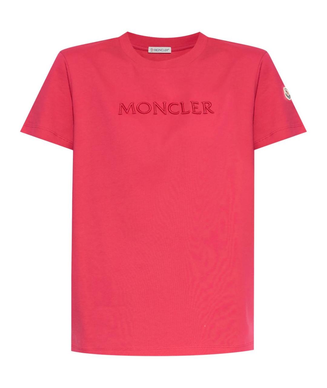 MONCLER Розовая хлопковая футболка, фото 1
