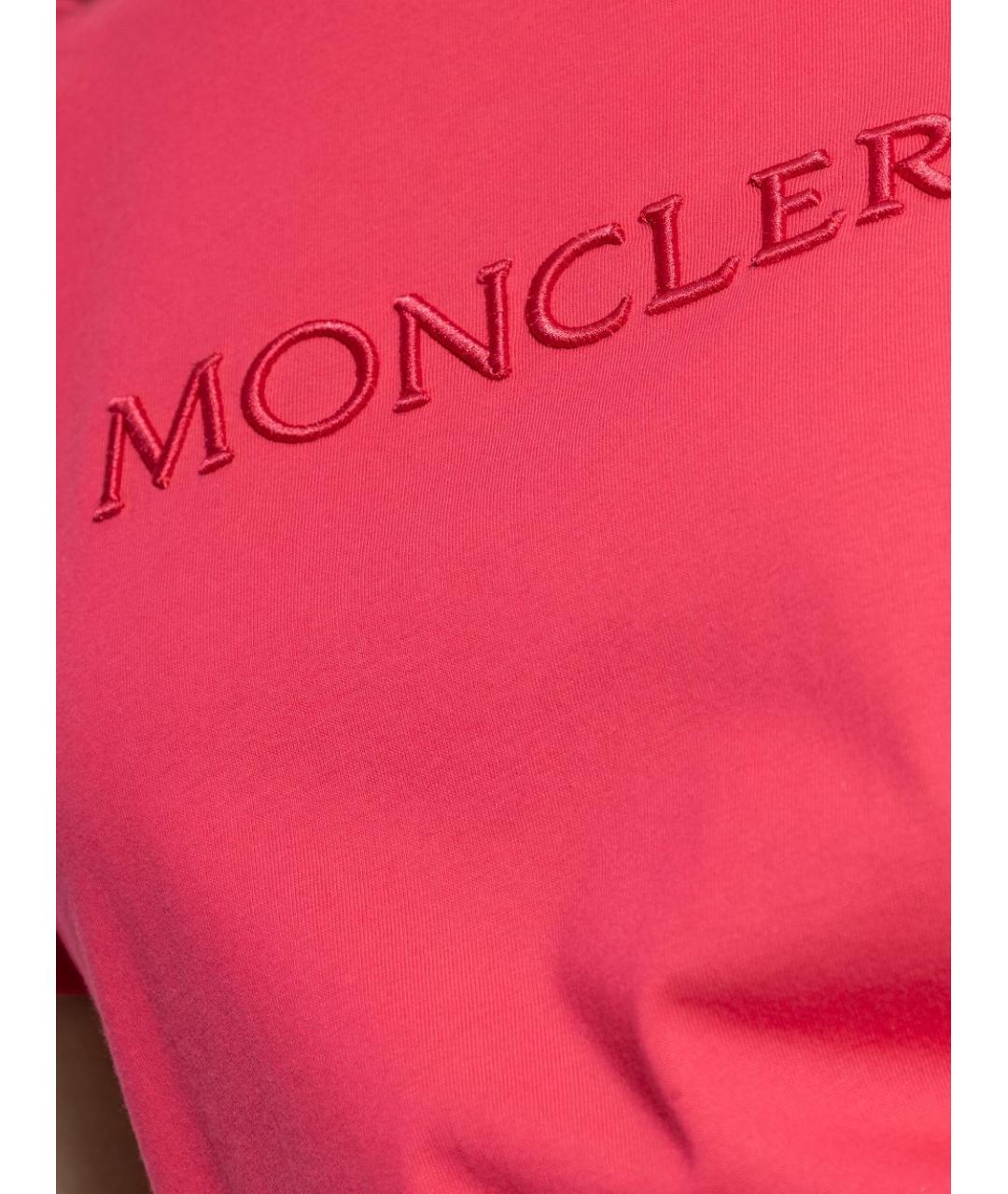 MONCLER Розовая хлопковая футболка, фото 3