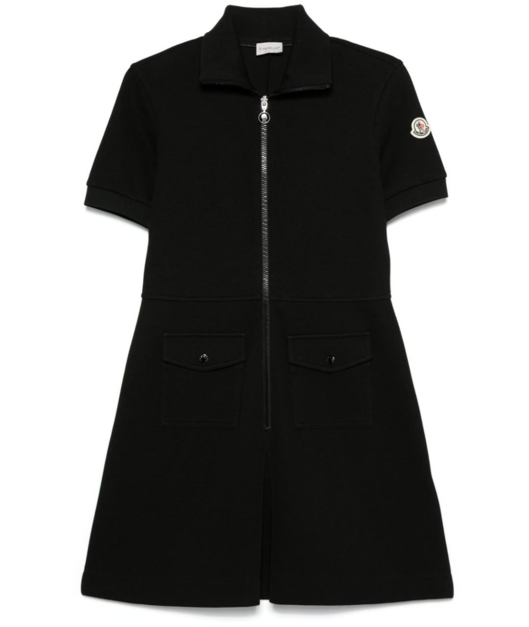 MONCLER Черное полиэстеровое повседневное платье, фото 1