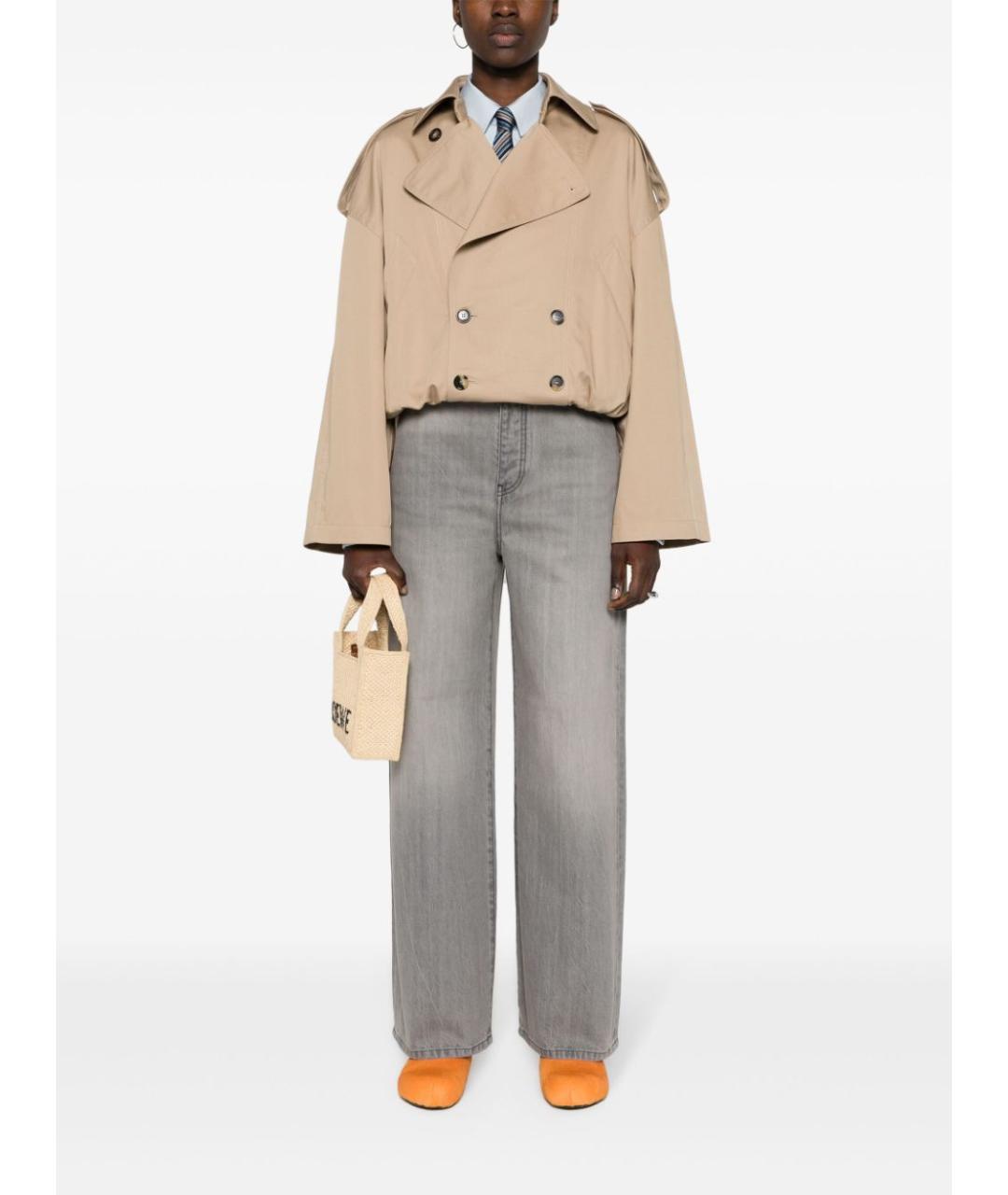 LOEWE Серые полиэстеровые прямые брюки, фото 2