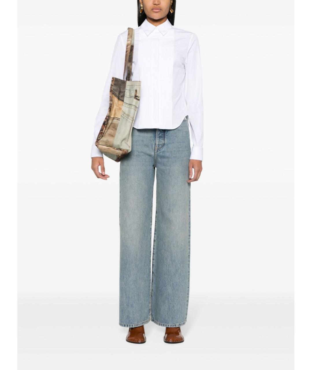 LOEWE Голубые хлопковые прямые брюки, фото 5