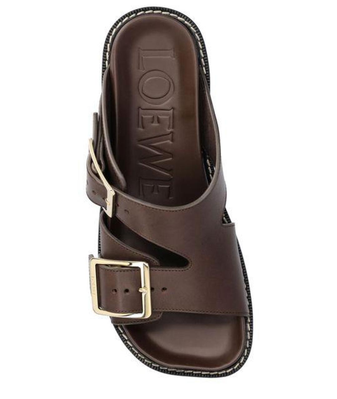 LOEWE Коричневые кожаные сандалии, фото 4