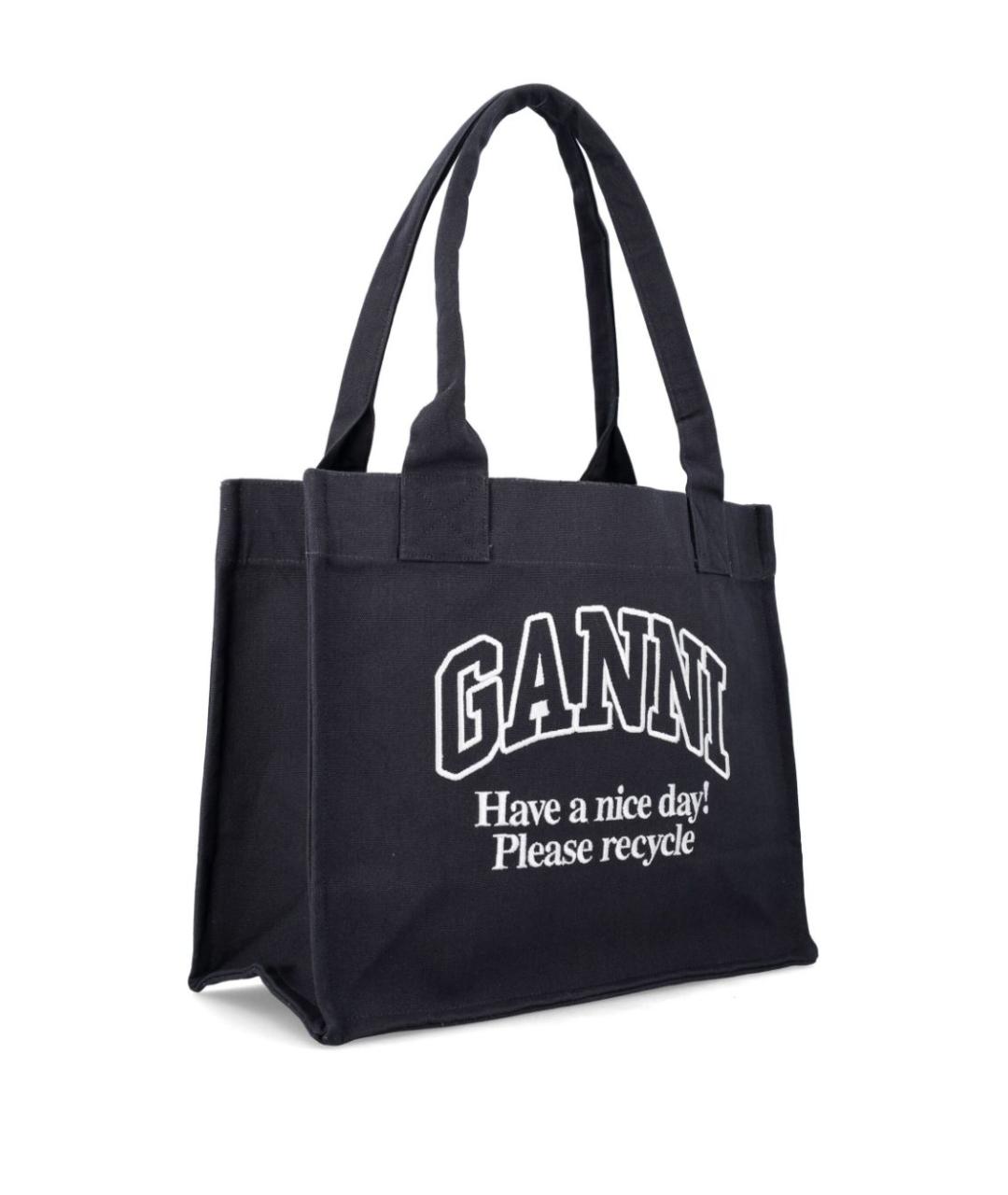 GANNI Черная хлопковая сумка тоут, фото 3