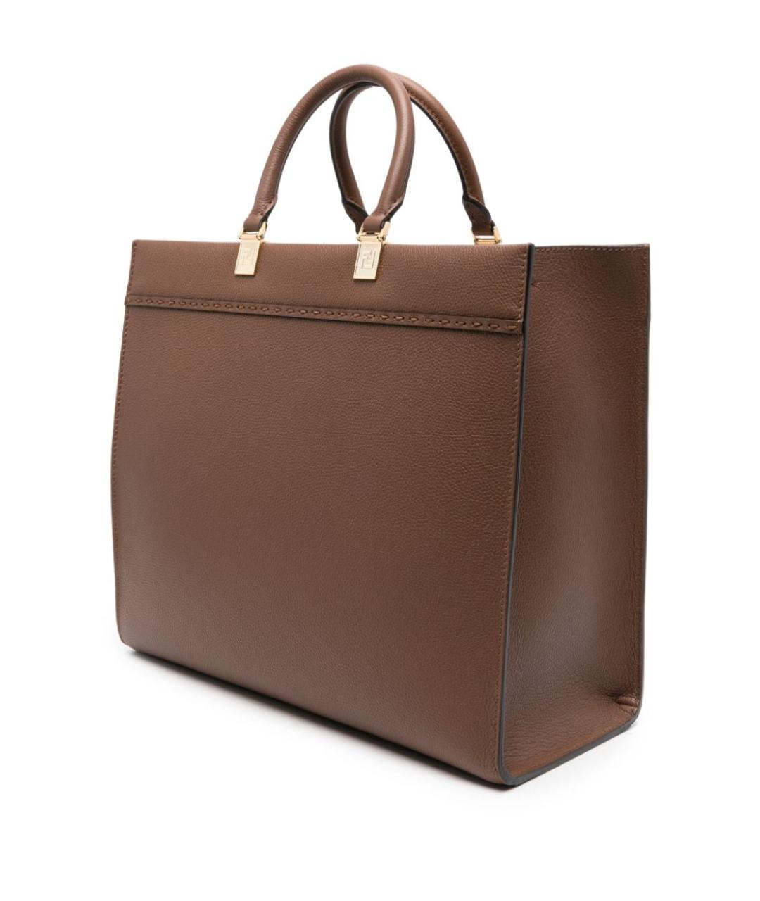 FENDI Коричневая кожаная сумка тоут, фото 2