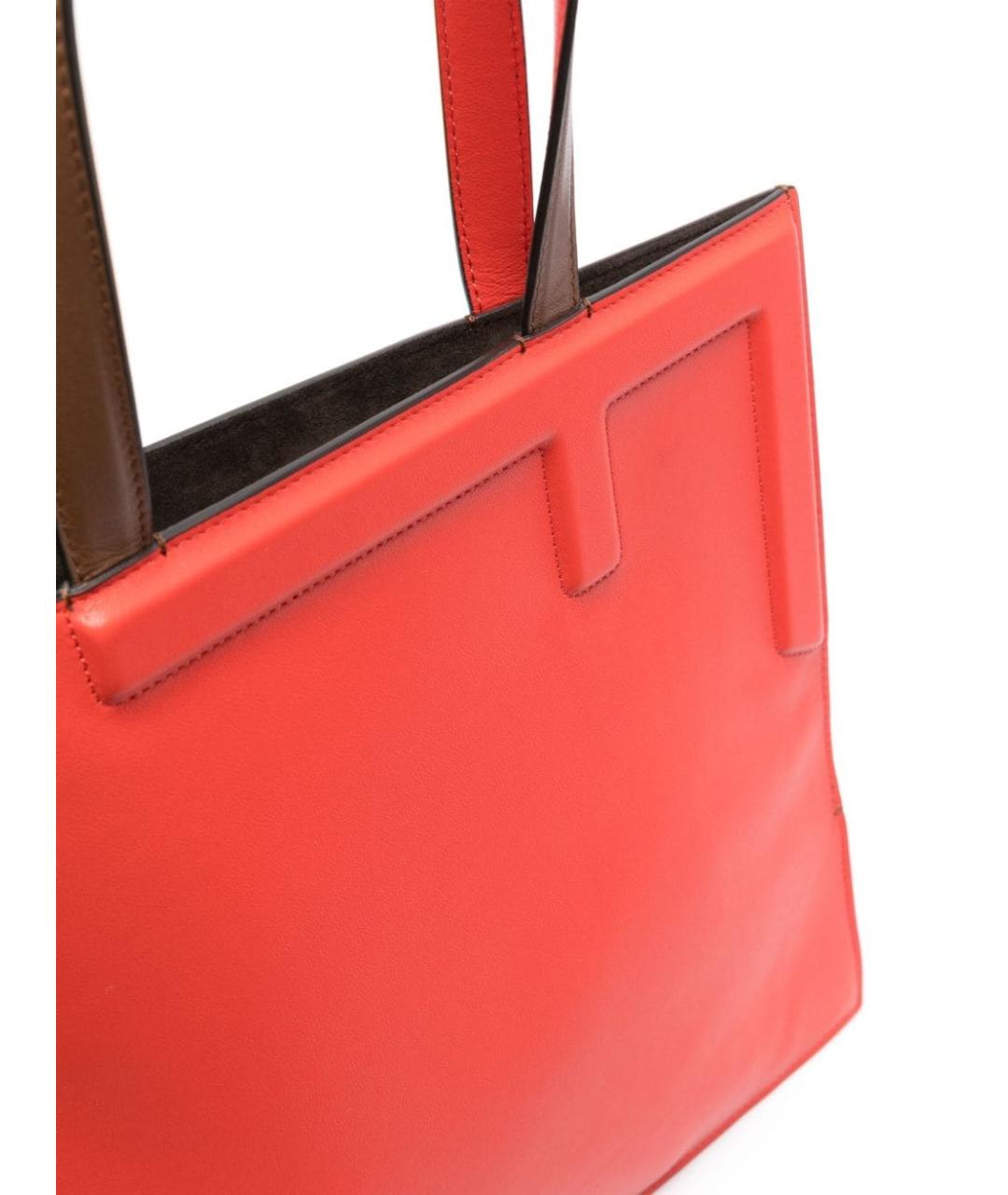 FENDI Красная кожаная сумка тоут, фото 4