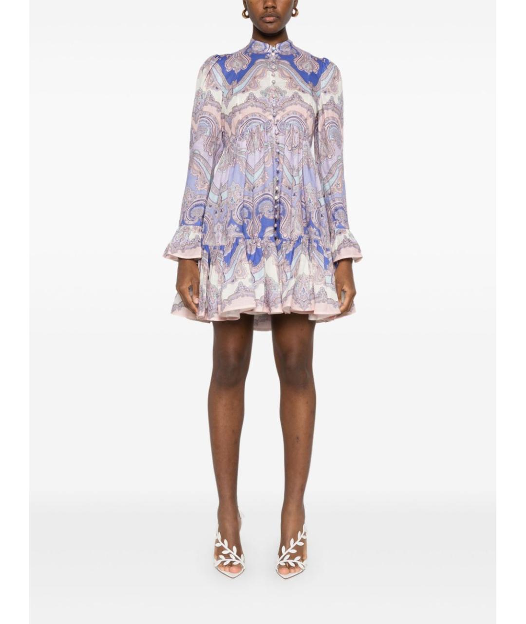 ZIMMERMANN Фиолетовое льняное повседневное платье, фото 5