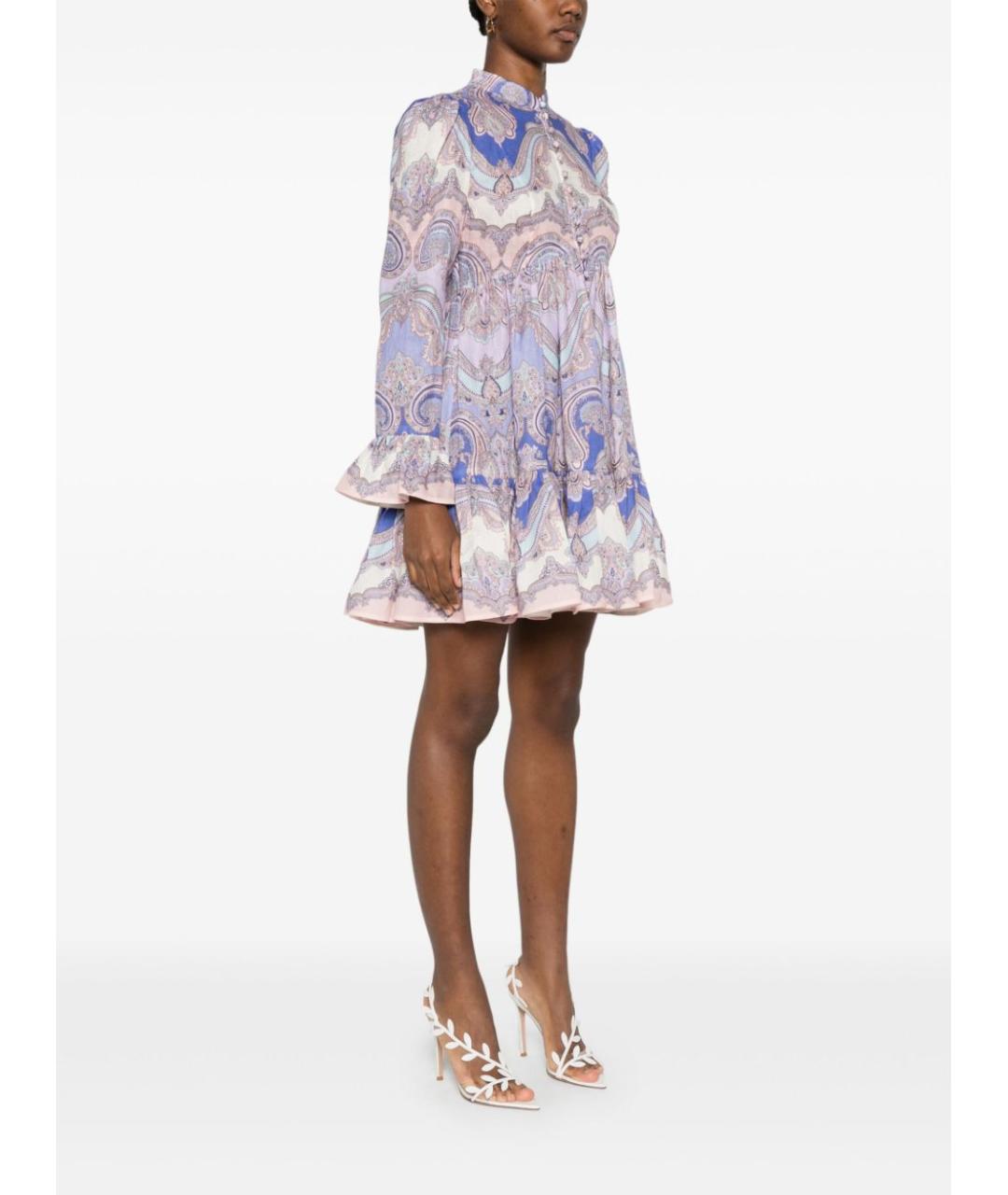 ZIMMERMANN Фиолетовое льняное повседневное платье, фото 4