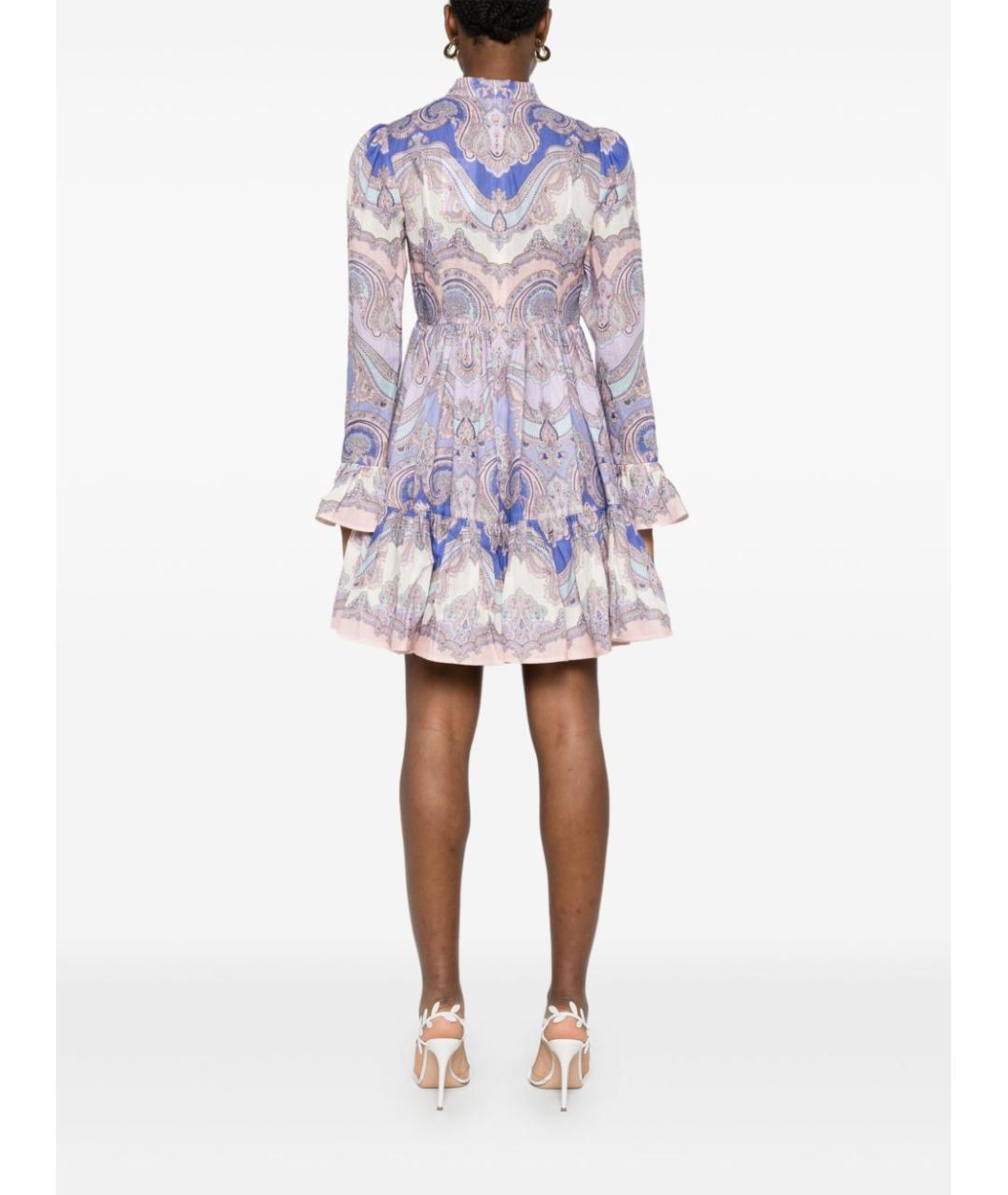 ZIMMERMANN Фиолетовое льняное повседневное платье, фото 3