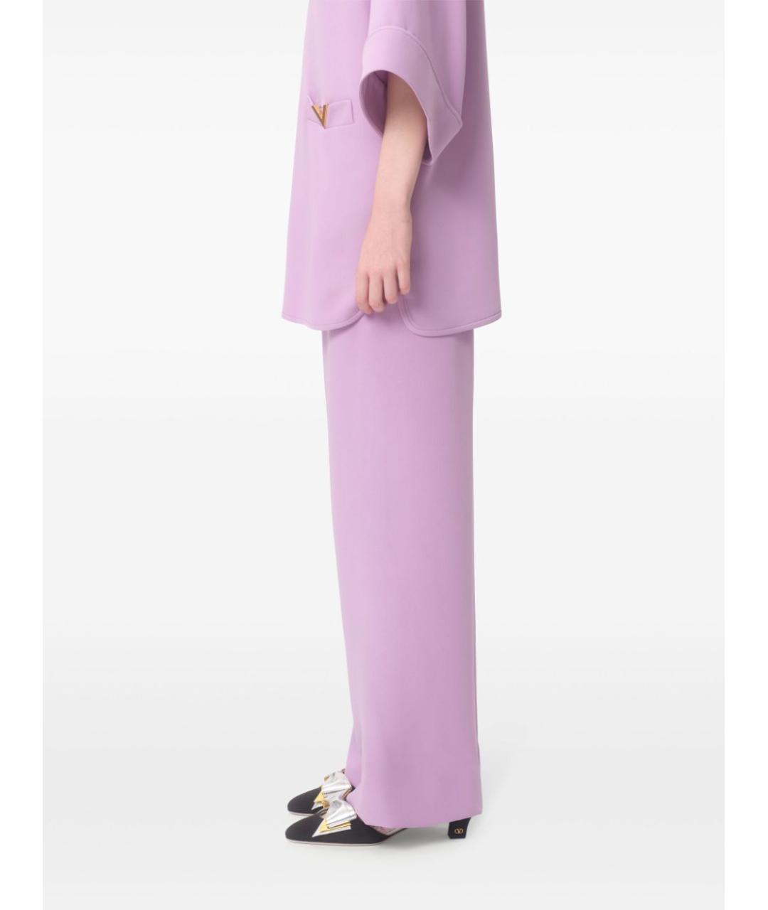 VALENTINO Фиолетовые шелковые прямые брюки, фото 3