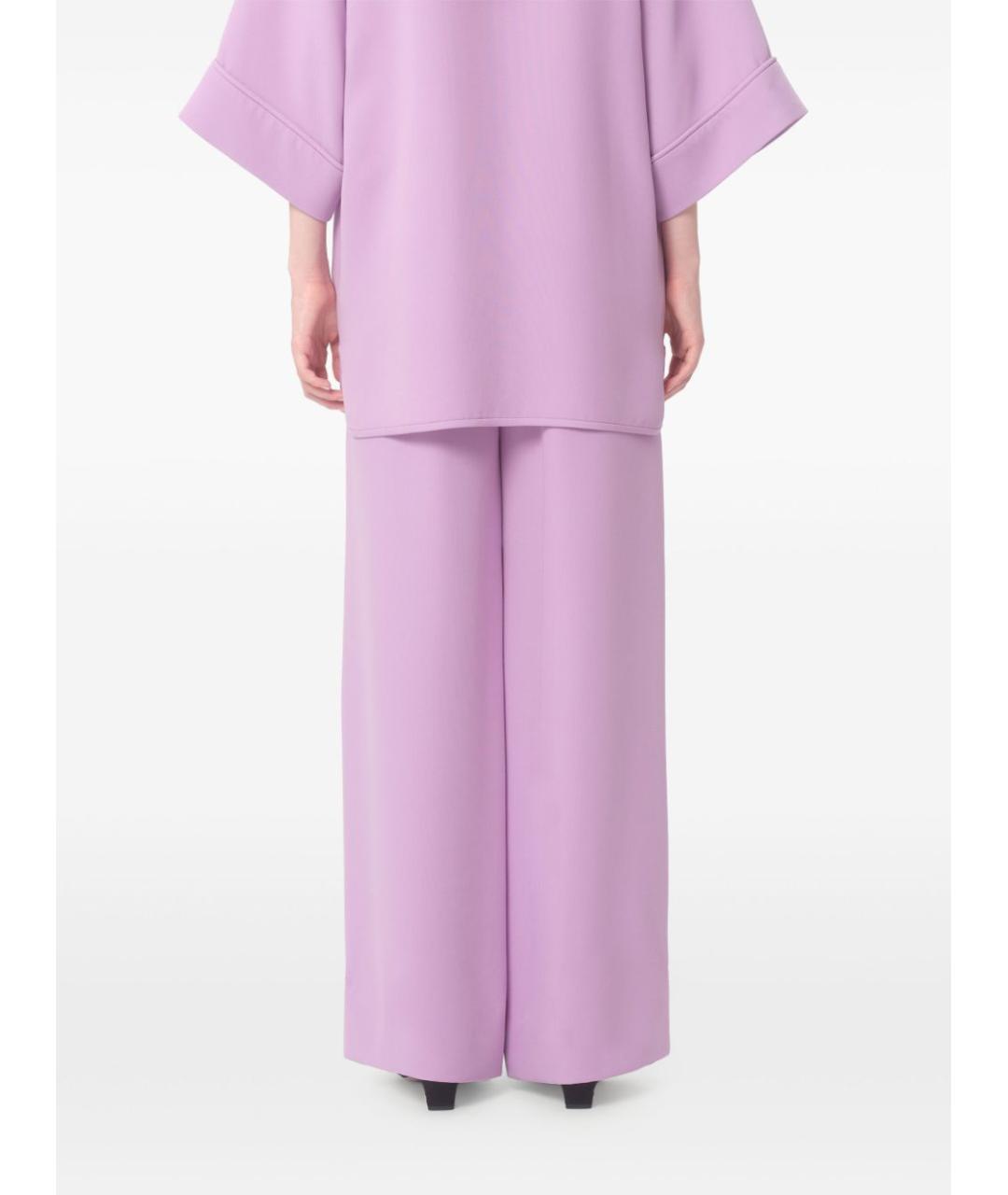 VALENTINO Фиолетовые шелковые прямые брюки, фото 2