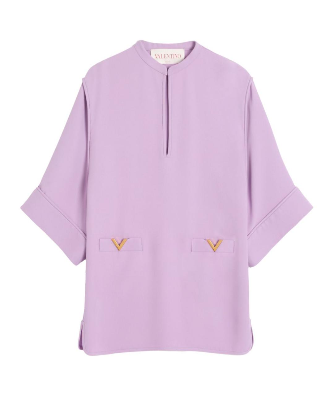 VALENTINO Фиолетовое шелковое повседневное платье, фото 1