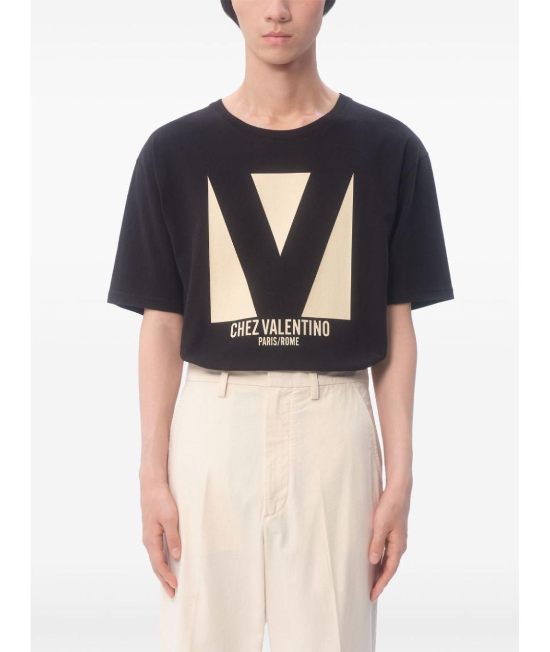 VALENTINO Черная хлопковая футболка, фото 4