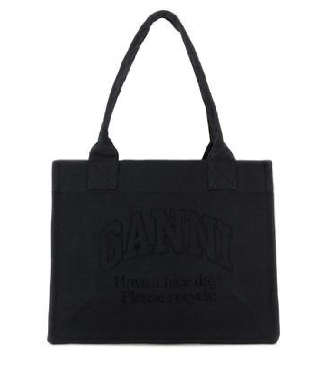 GANNI Черная хлопковая сумка тоут, фото 1
