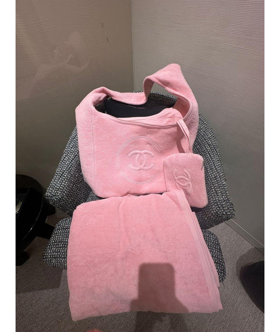 CHANEL Розовая тканевая пляжная сумка, фото 2