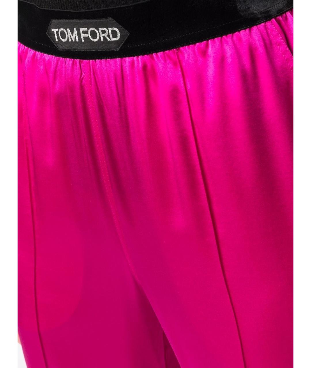 TOM FORD Фуксия шелковые прямые брюки, фото 4