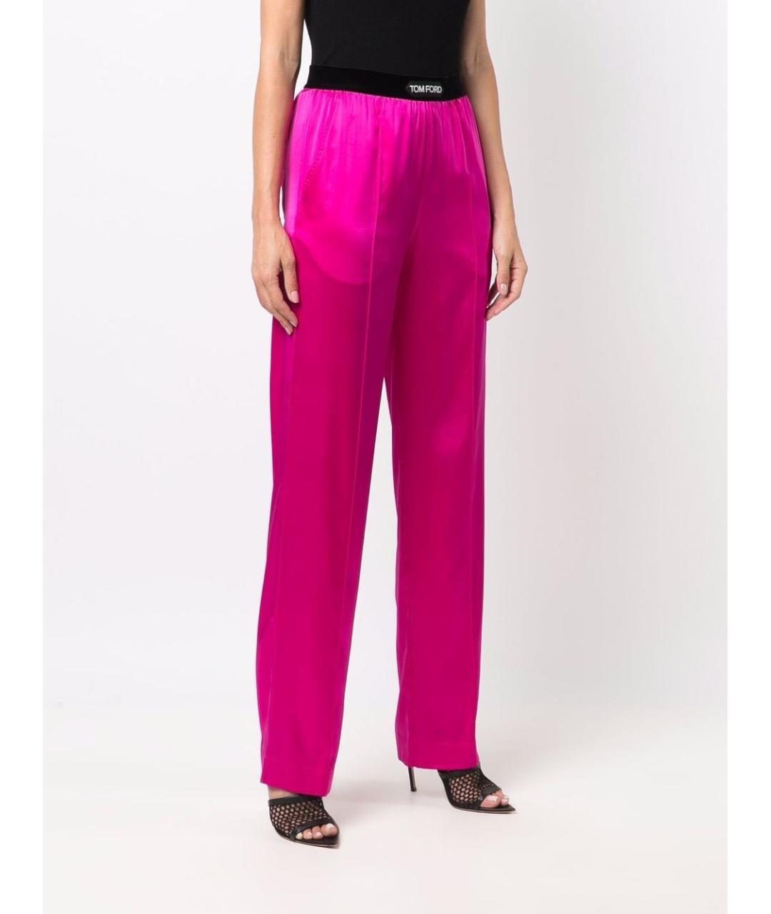 TOM FORD Фуксия шелковые прямые брюки, фото 2