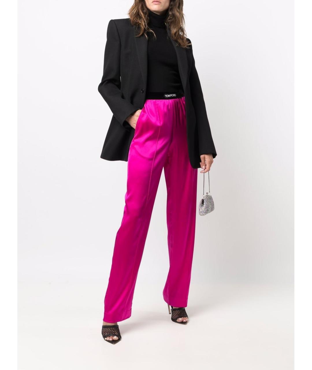 TOM FORD Фуксия шелковые прямые брюки, фото 5