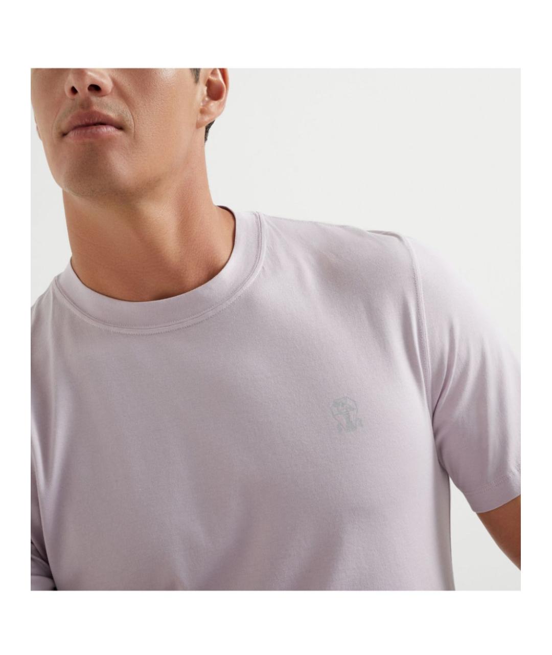 BRUNELLO CUCINELLI Фиолетовая хлопковая футболка, фото 2