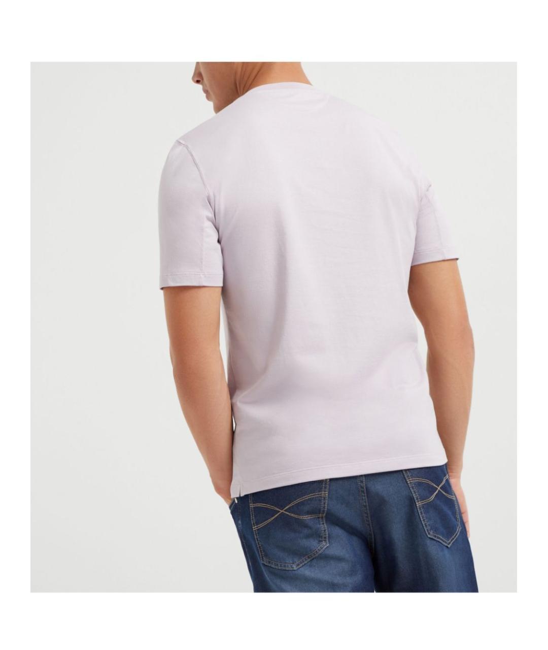BRUNELLO CUCINELLI Фиолетовая хлопковая футболка, фото 4