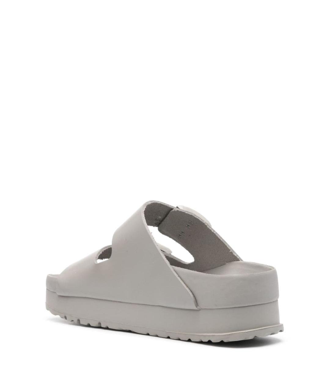 BIRKENSTOCK Серые кожаные шлепанцы, фото 4