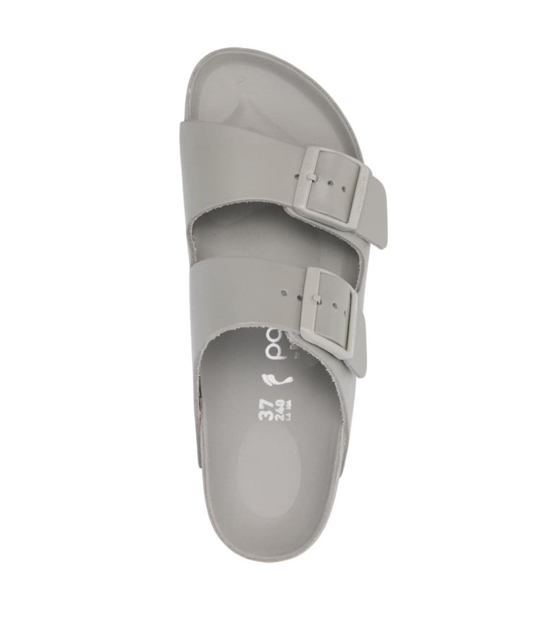 BIRKENSTOCK Серые кожаные шлепанцы, фото 2