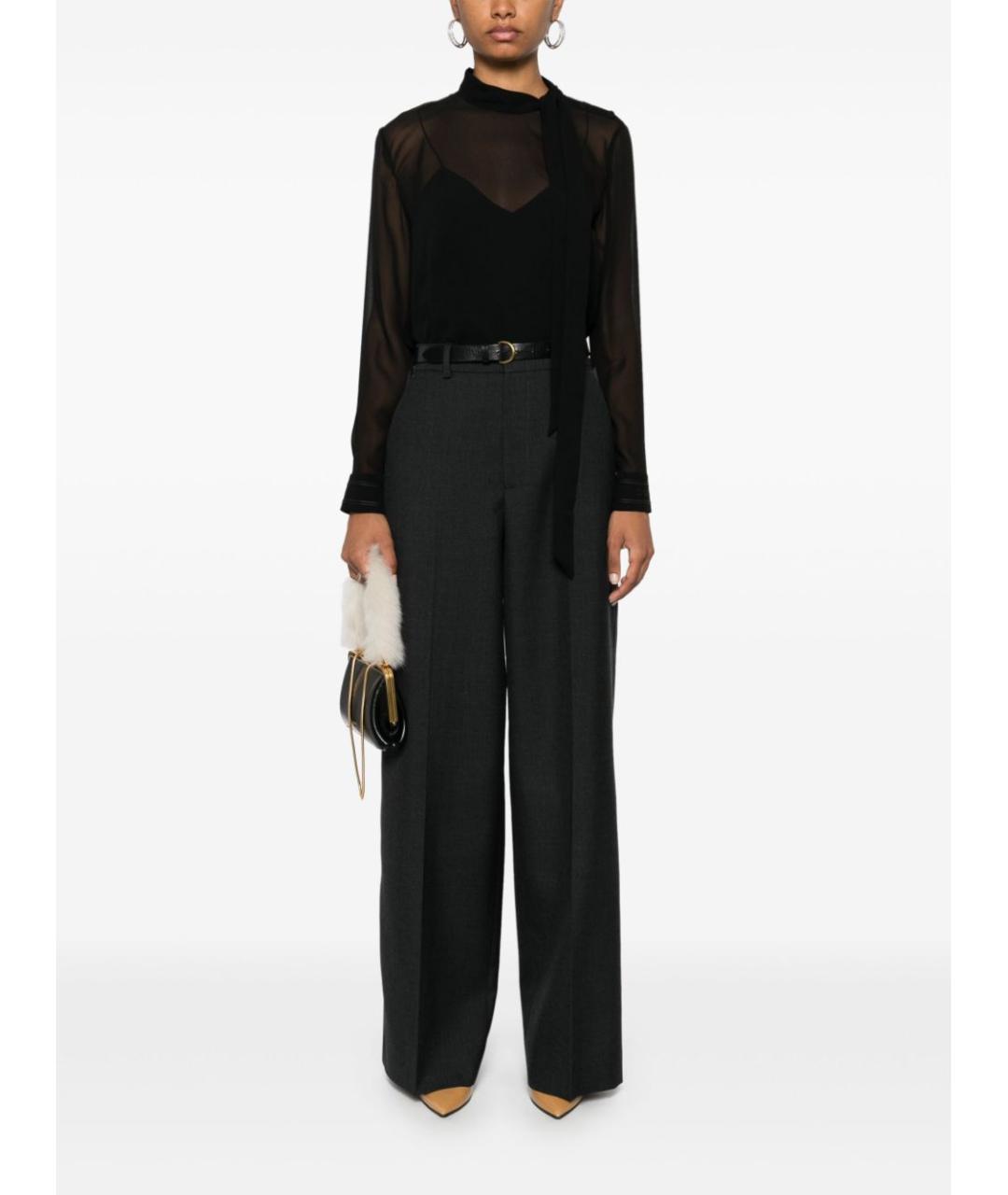 GUCCI Черные хлопковые прямые брюки, фото 4