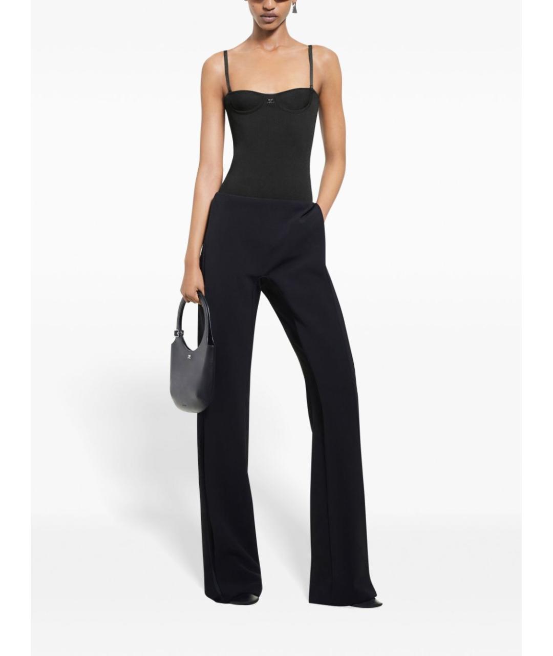 COURREGES Черные полиэстеровые прямые брюки, фото 4