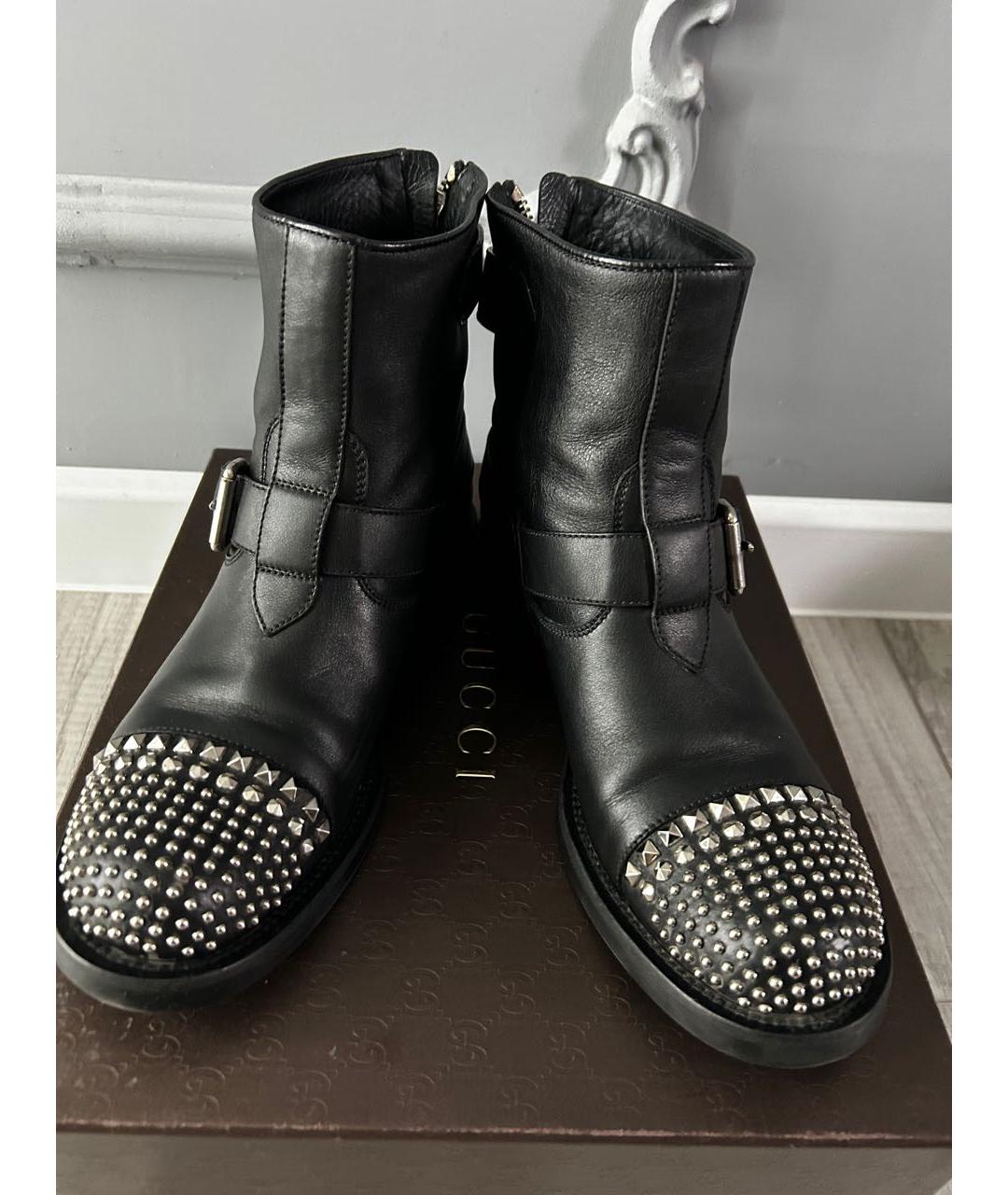 GUCCI Черные кожаные ботинки, фото 2