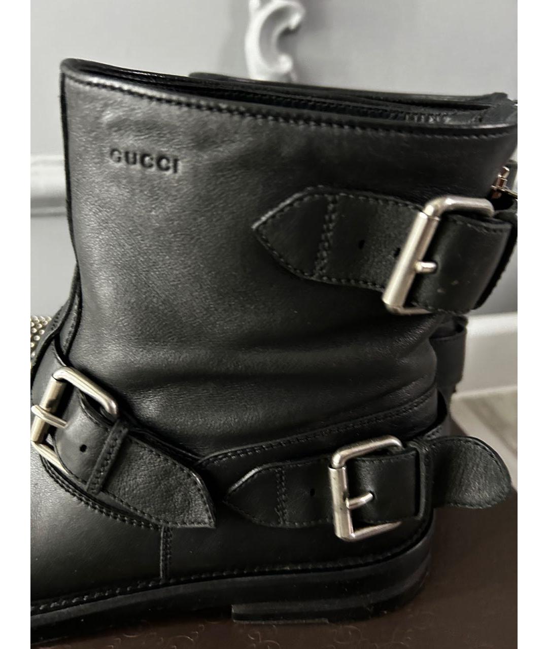 GUCCI Черные кожаные ботинки, фото 3