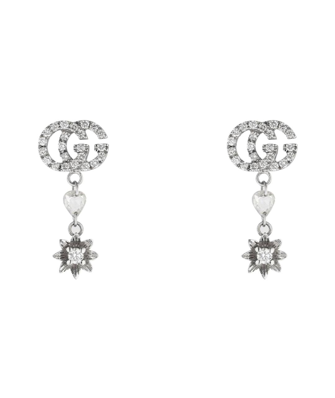 GUCCI Серебряные серьги из белого золота, фото 1