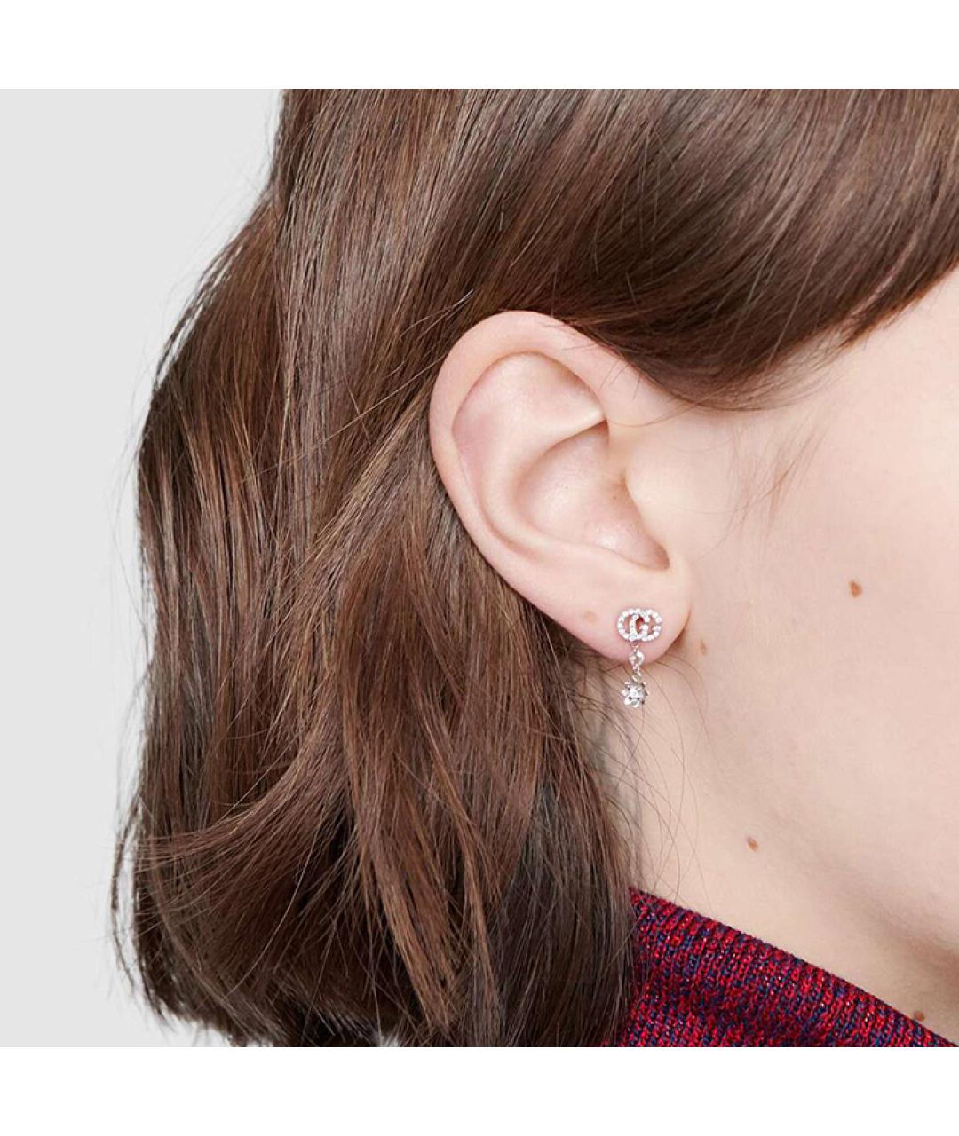 GUCCI Серебряные серьги из белого золота, фото 4