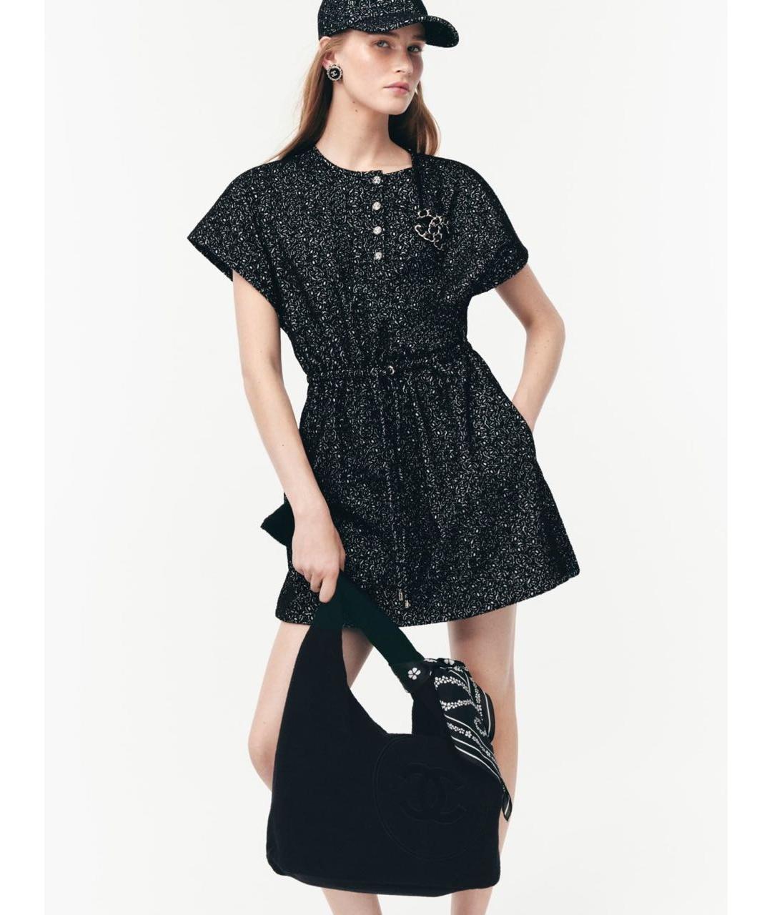 CHANEL Черная тканевая пляжная сумка, фото 3