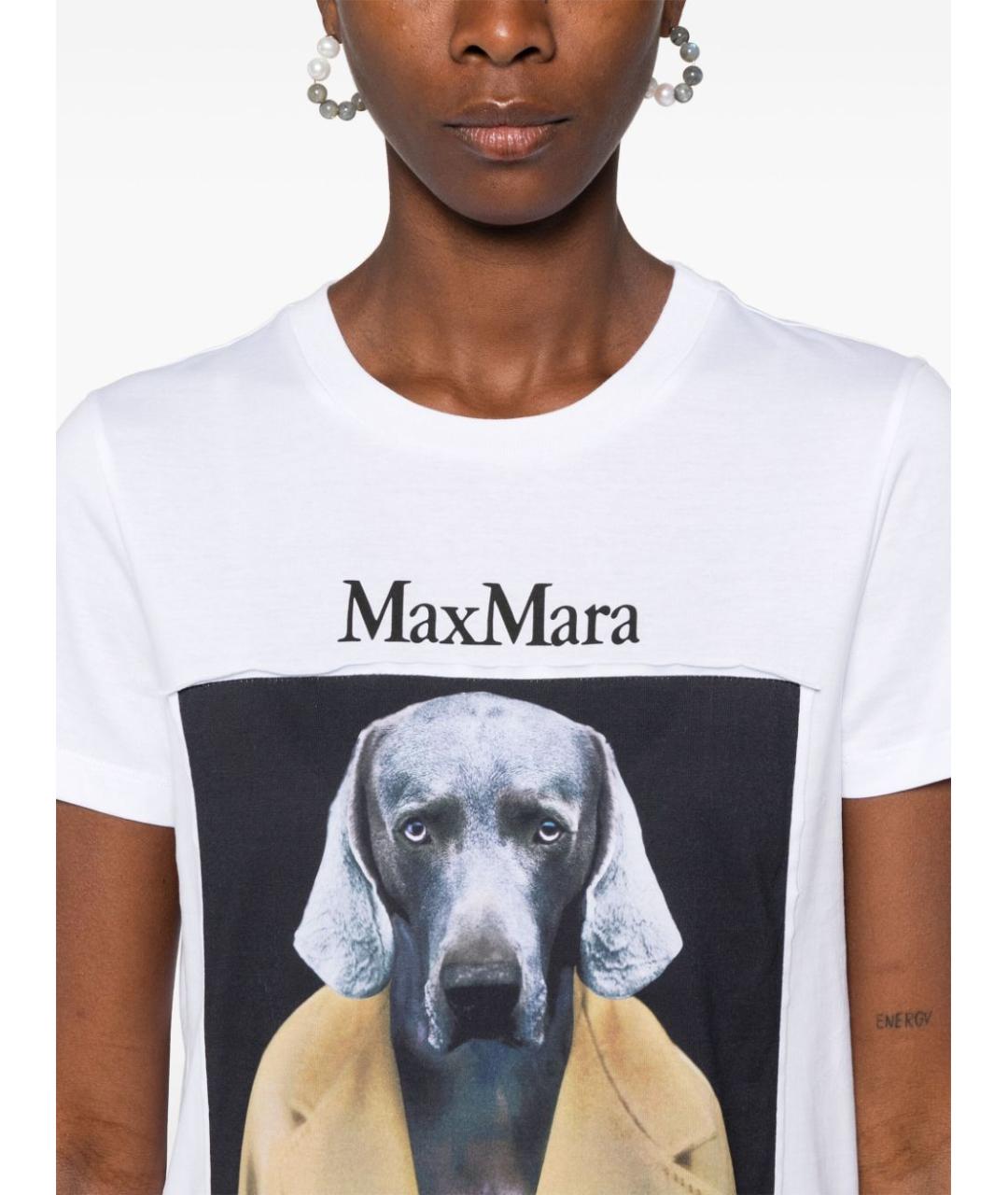 MAX MARA Белая хлопковая футболка, фото 3