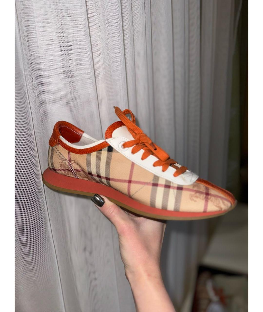BURBERRY Коричневые кожаные кроссовки, фото 2