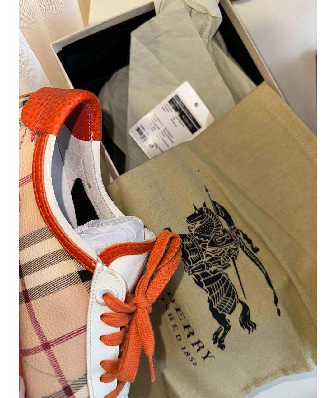 BURBERRY Коричневые кожаные кроссовки, фото 5