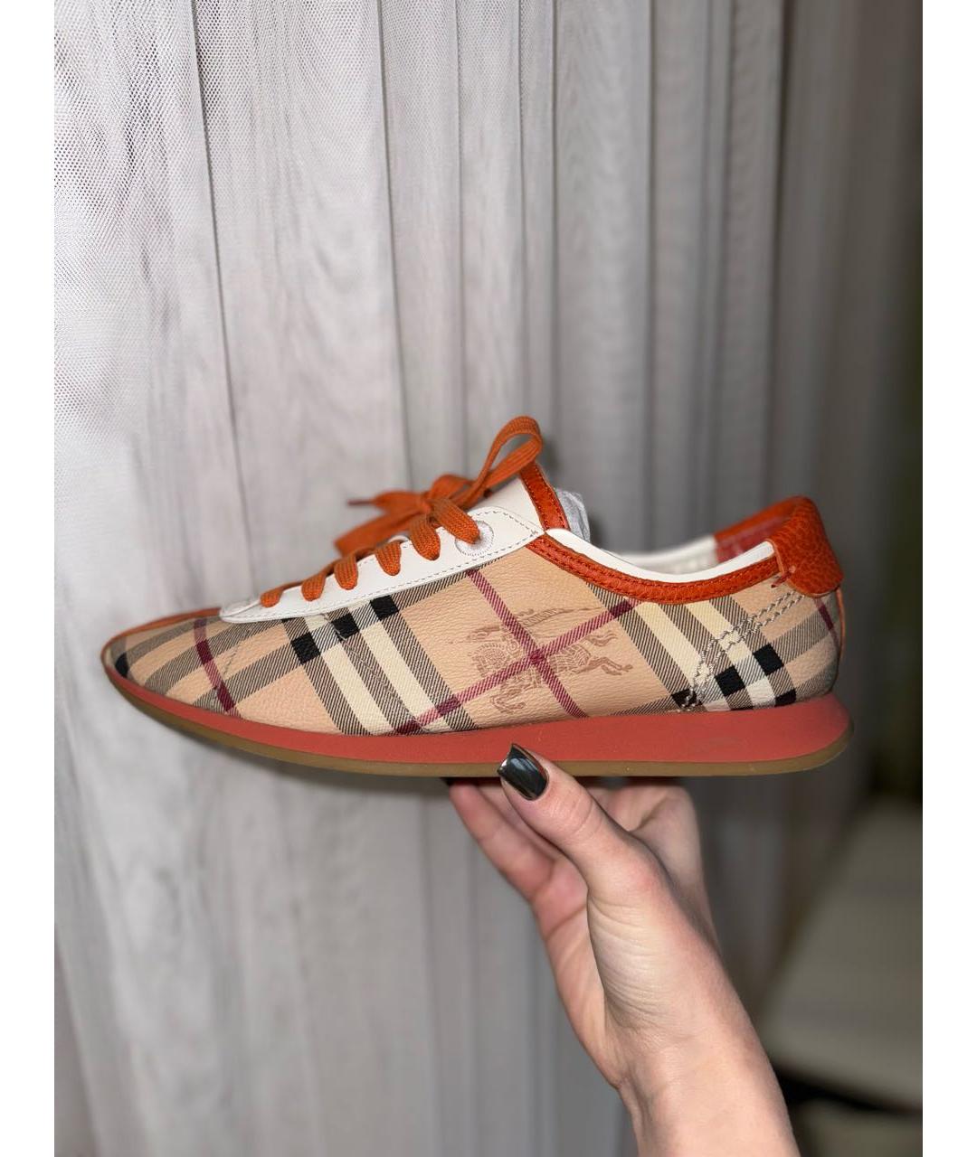 BURBERRY Коричневые кожаные кроссовки, фото 8