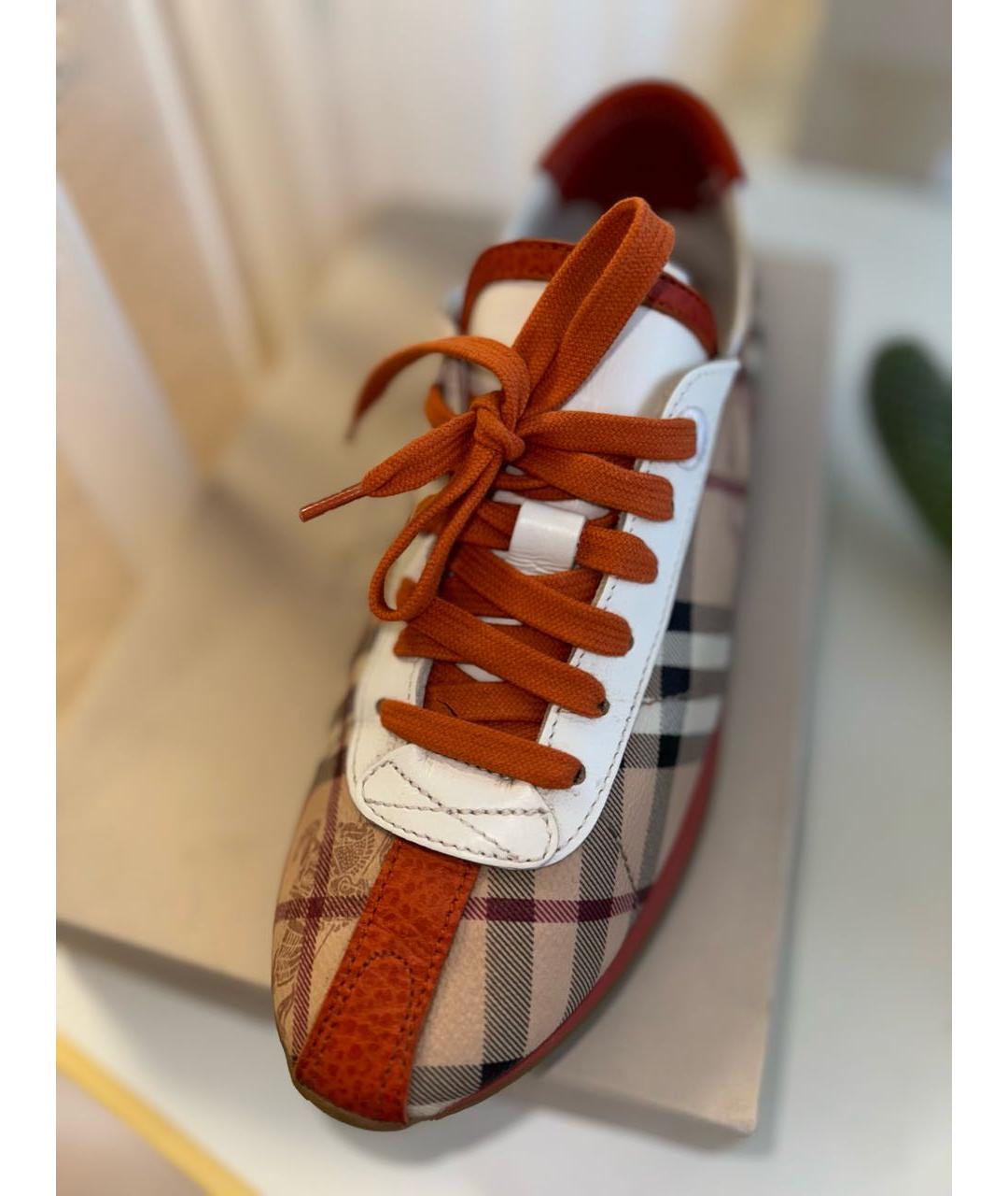 BURBERRY Коричневые кожаные кроссовки, фото 4