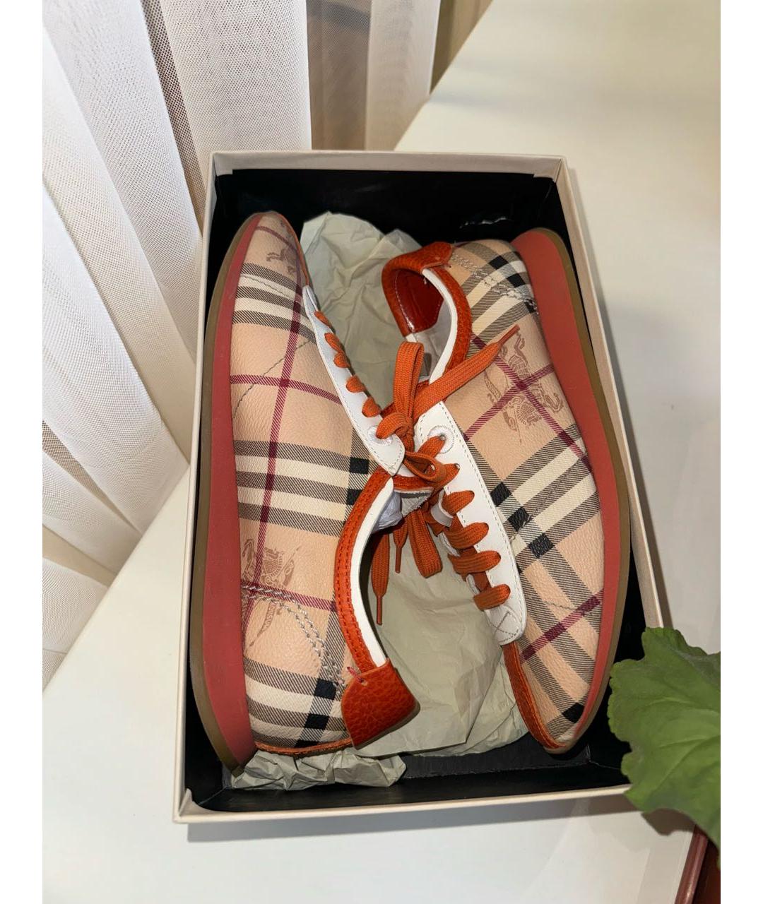 BURBERRY Коричневые кожаные кроссовки, фото 3