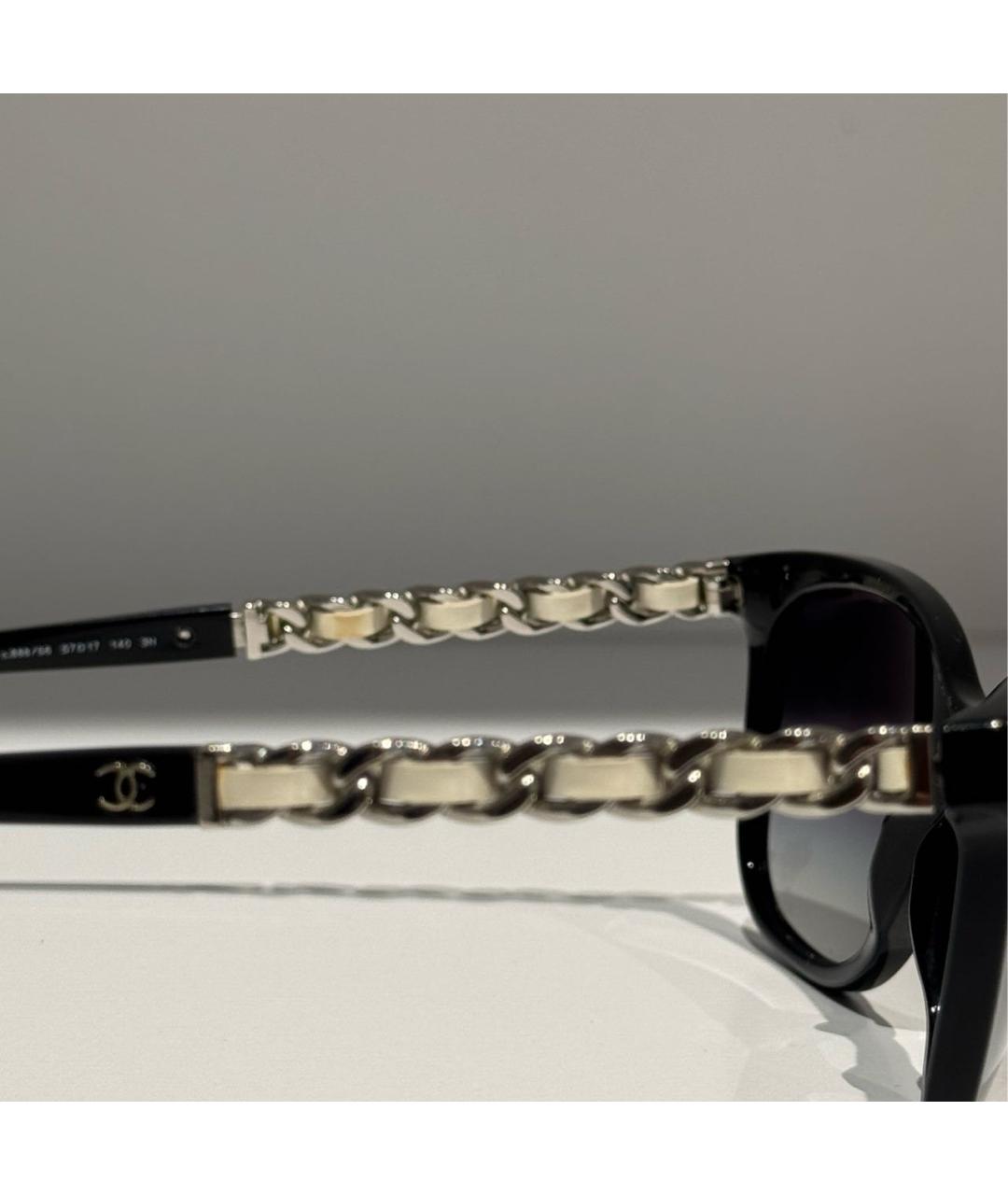 CHANEL Черные пластиковые солнцезащитные очки, фото 3