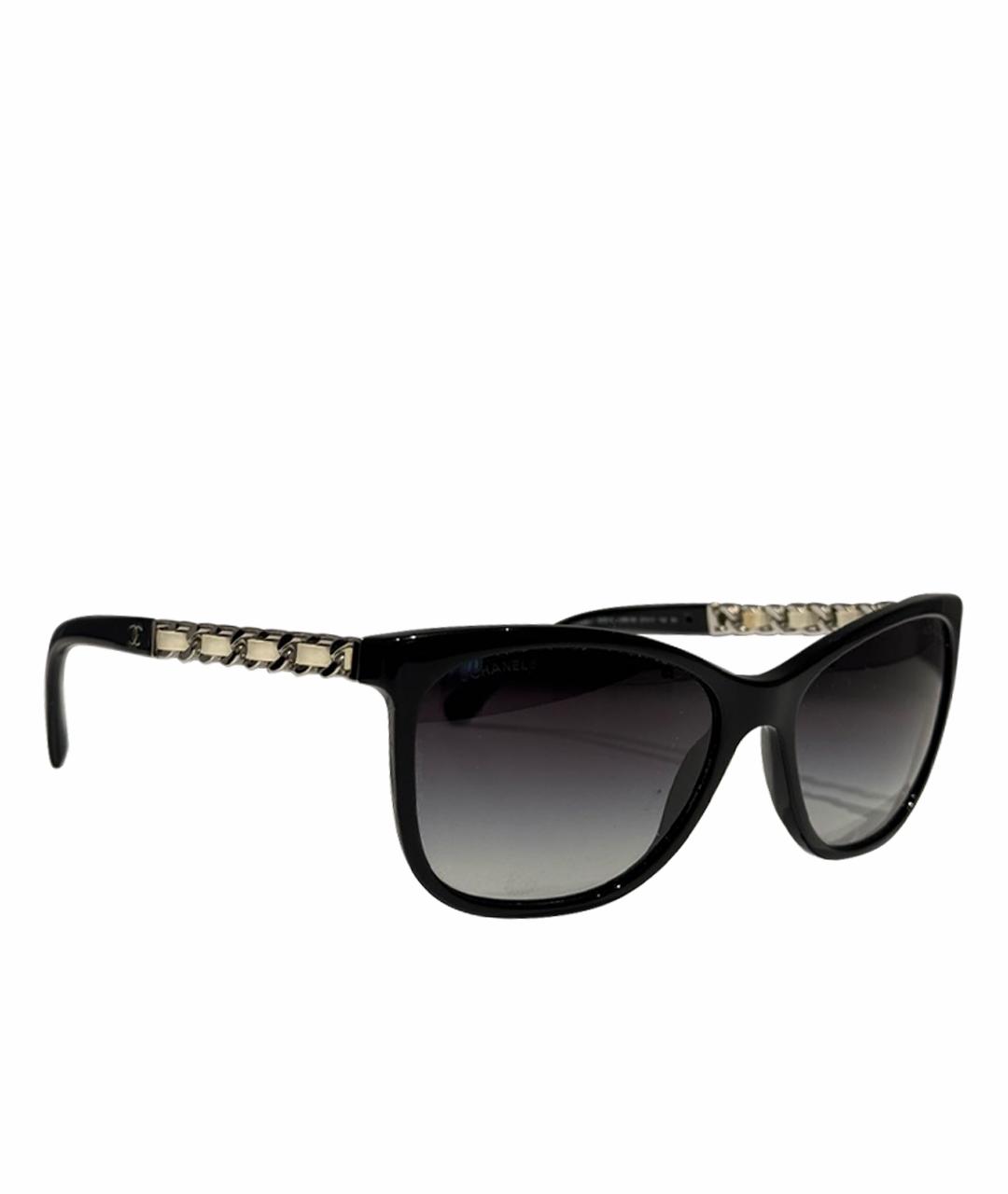 CHANEL Черные пластиковые солнцезащитные очки, фото 1