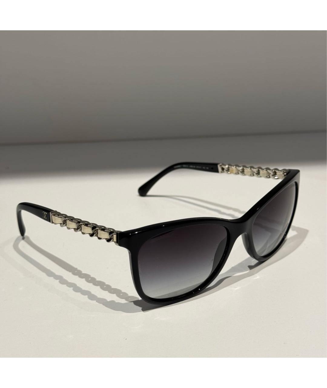 CHANEL Черные пластиковые солнцезащитные очки, фото 2