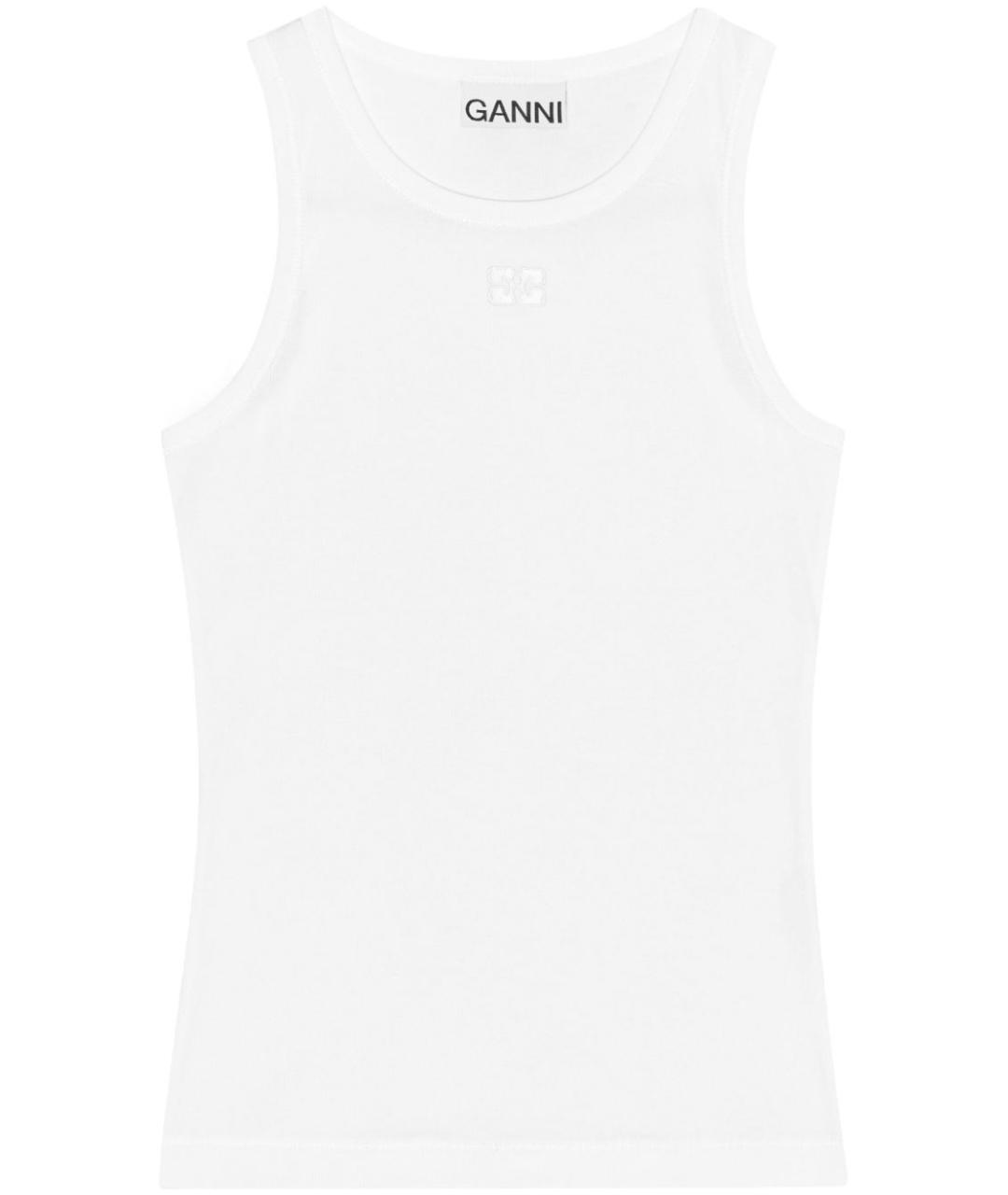 GANNI Белая хлопковая майка, фото 1