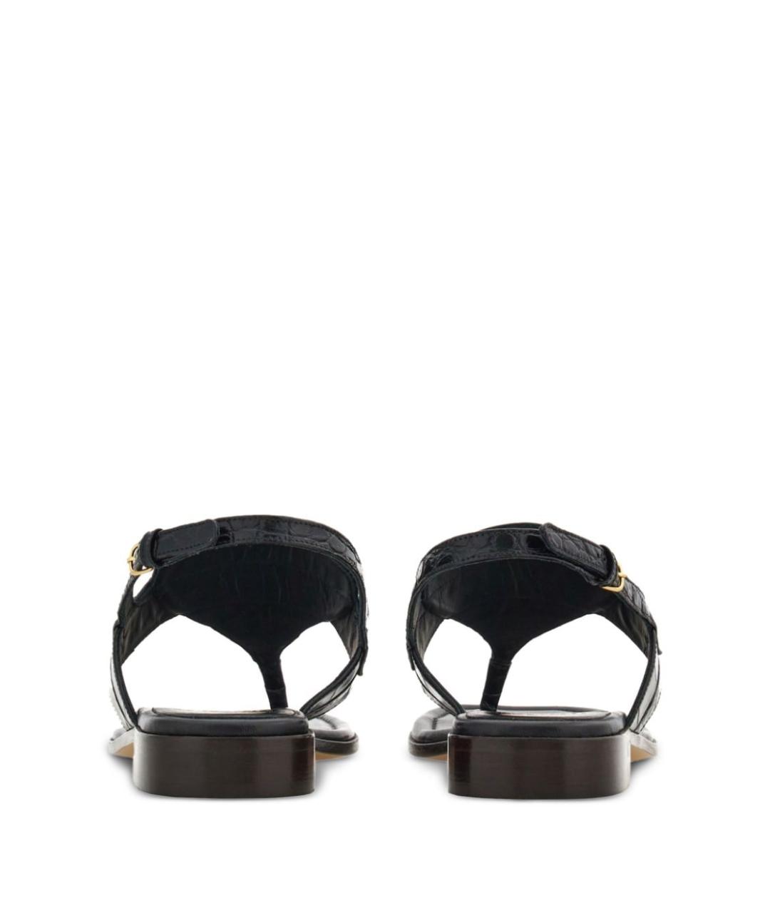 FERRAGAMO Черные кожаные сандалии, фото 5