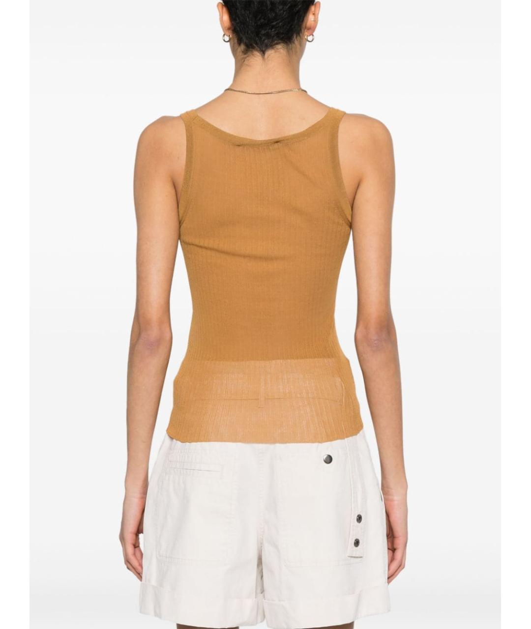 MAX MARA Коричневая шелковая майка, фото 3