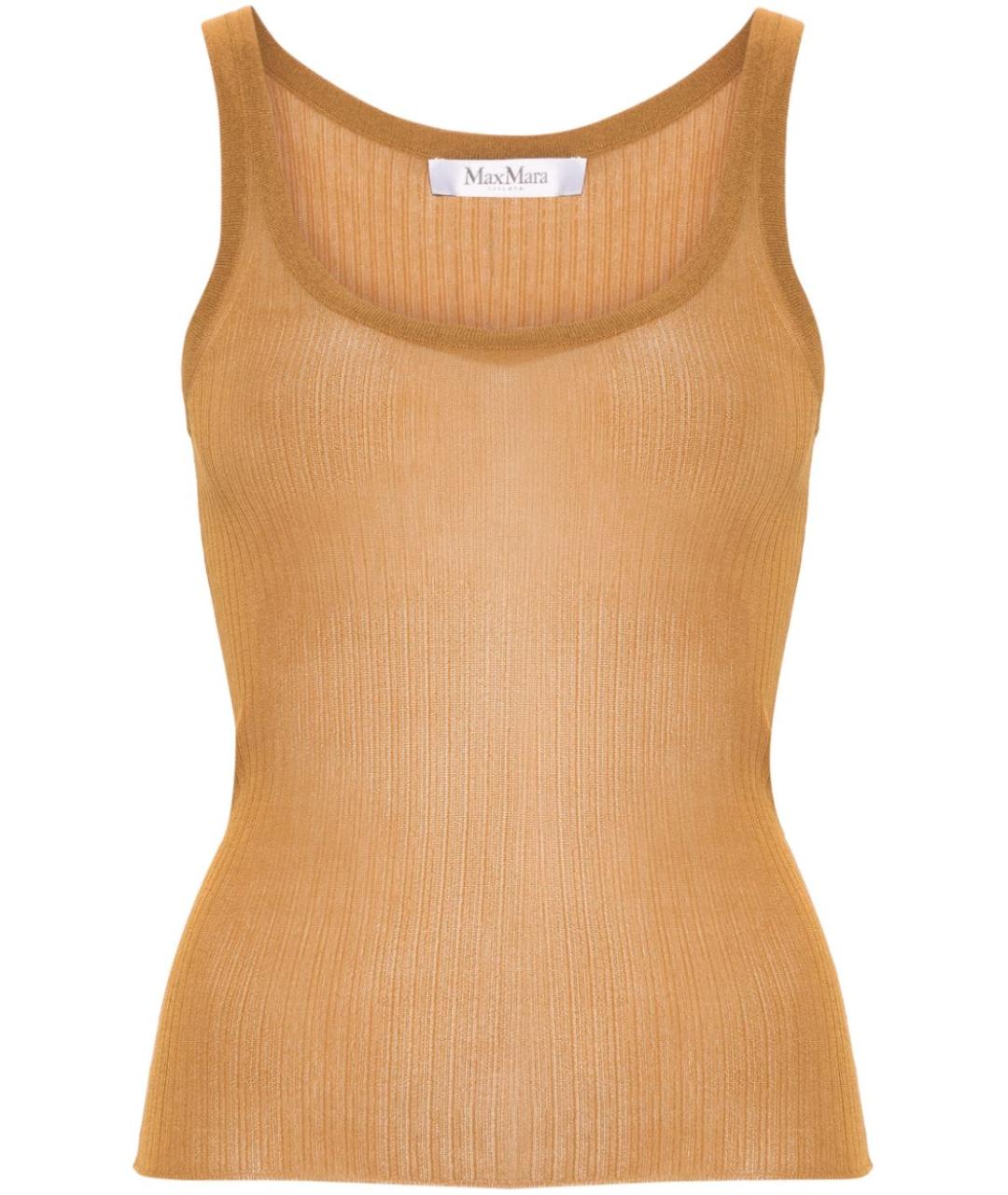MAX MARA Коричневая шелковая майка, фото 1