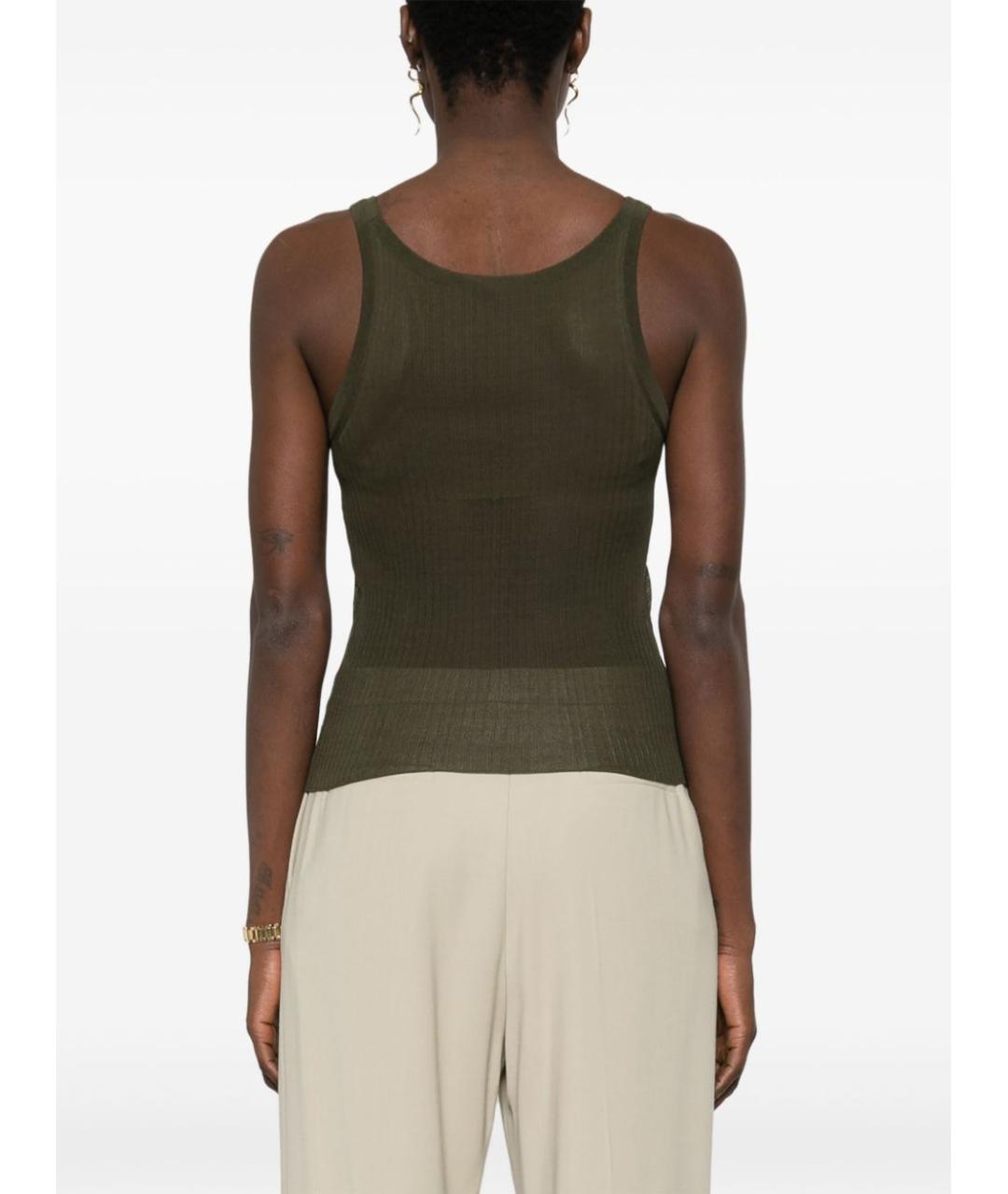 MAX MARA Зеленая шелковая майка, фото 4