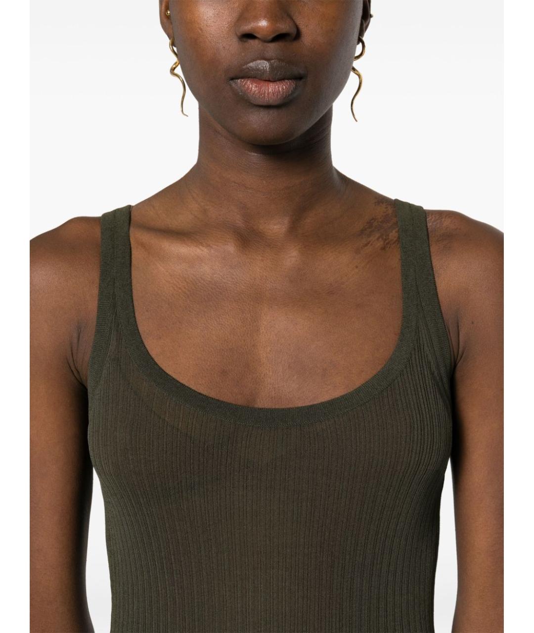 MAX MARA Зеленая шелковая майка, фото 2