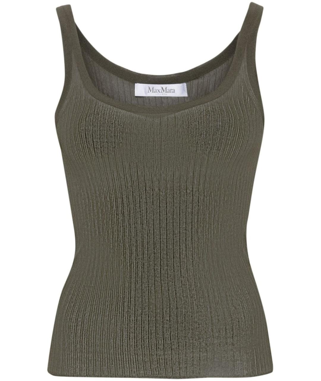 MAX MARA Зеленая шелковая майка, фото 1