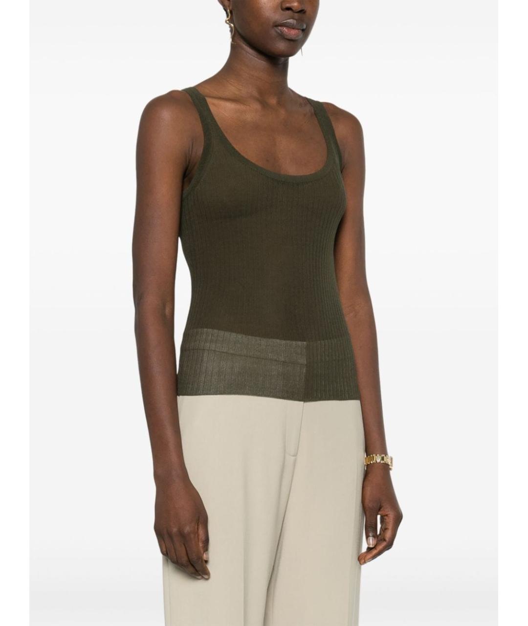 MAX MARA Зеленая шелковая майка, фото 3