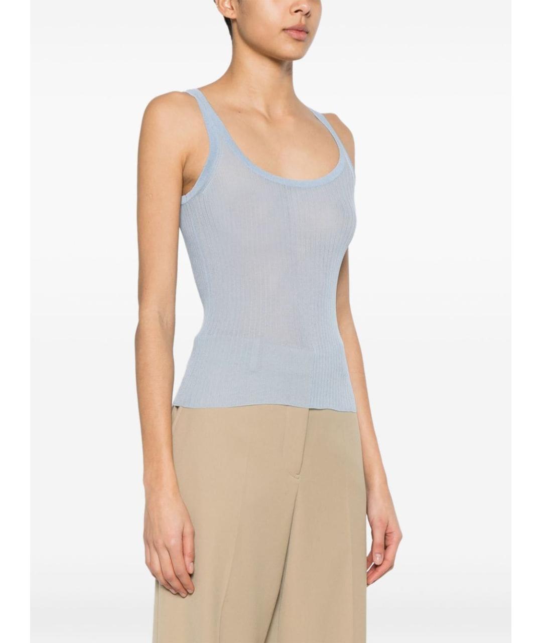 MAX MARA Голубая шелковая майка, фото 2